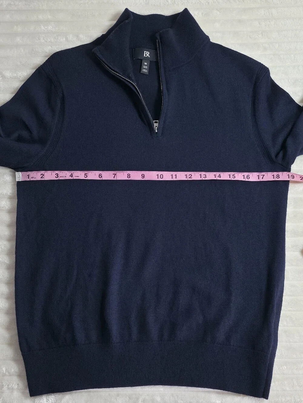 Banana Republic Men's Merino Wool Quarter-Zip Sweater, Navy, Medium 100% Wool